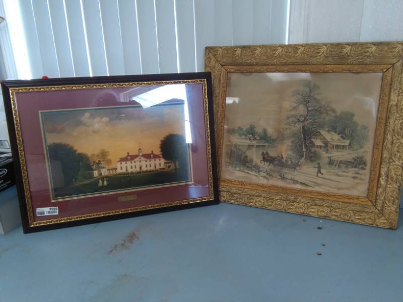 lot 3988 image: Two Large Framed Pictures