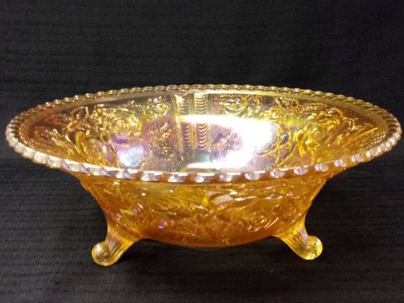 lot 1812 image: Footed Carnival Glass Candy Dish