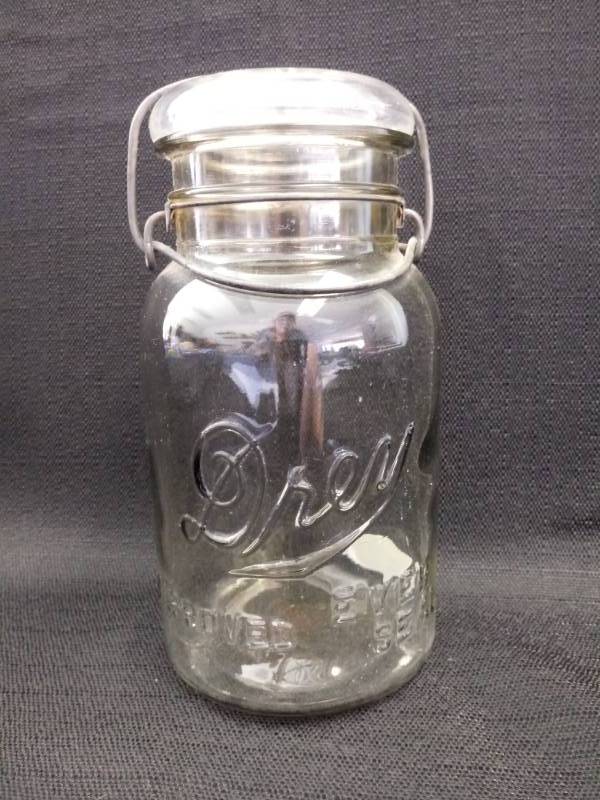 lot 1824 image: Wire Lid Vintage Mason Jar   EVER SEAL