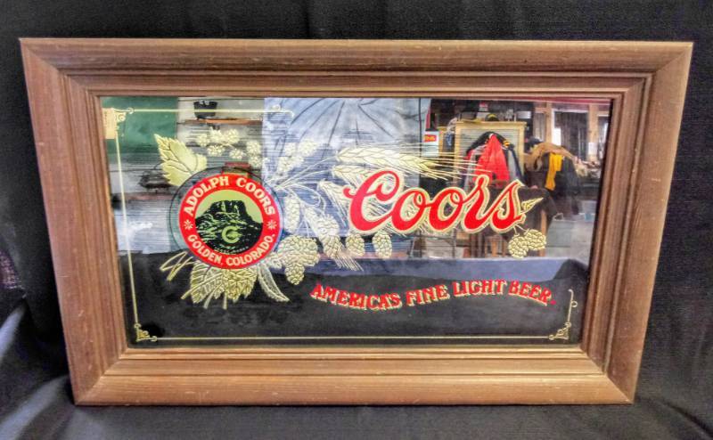 lot 1848 image: Vintage 70s or 80s  Coors Beer Mirror, With Smoke Glass, Americas Fine Light Beer
