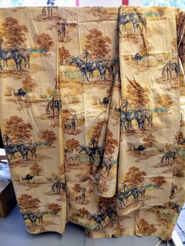 lot 1852 image: WOW- Check This Set of Horse Themed Drapes or Curtains- Survivor From Days Gone Bye