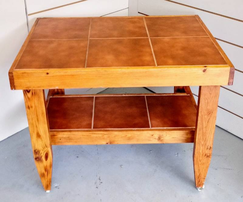 lot 12 image: Rolling Island Cart- Tile and Wood