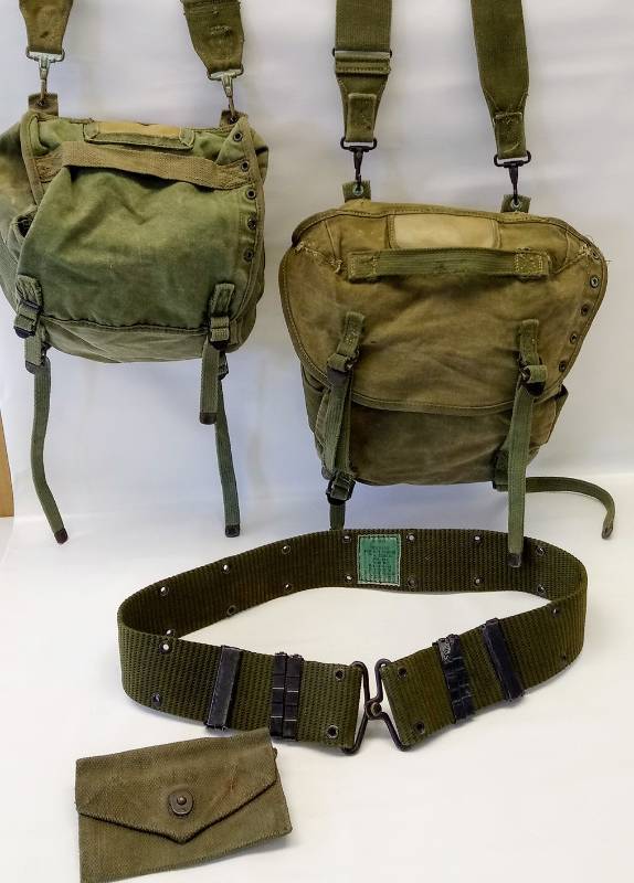 lot 2297 image: Army OD Green Utility Belt and Pouches