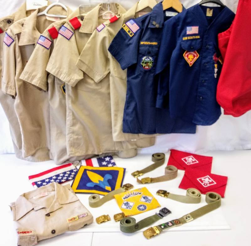 lot 2304 image: Humongous Boy Scout Lot- Includes Shirts-Belts-Patches