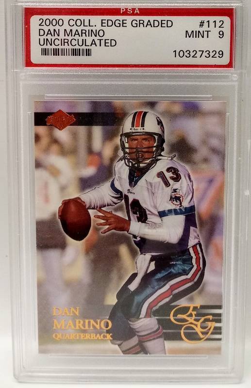 lot 2328 image: GRADED Mint 9 Uncirculated Dan Marino Football Card- Miami Dolphins Legend and HOFer