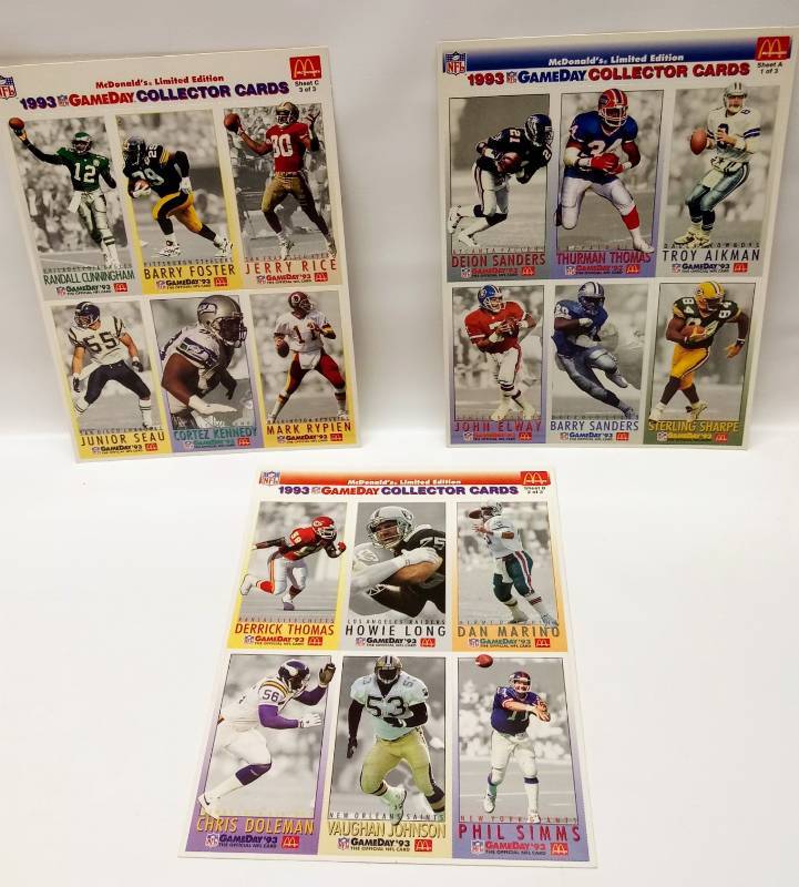 lot 2334 image: Uncut Sheets- 1993 McDonalds Gameday Football Cards