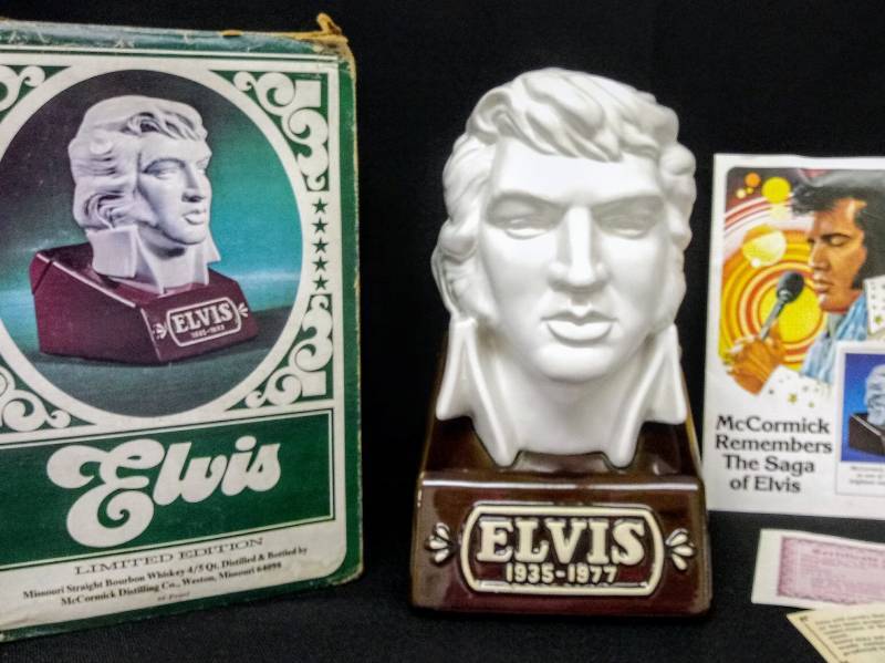 lot 1974 image: Elvis Presley Bust  McCormick Bourbon Whiskey Decanter Limited Edition 1977  Empty
