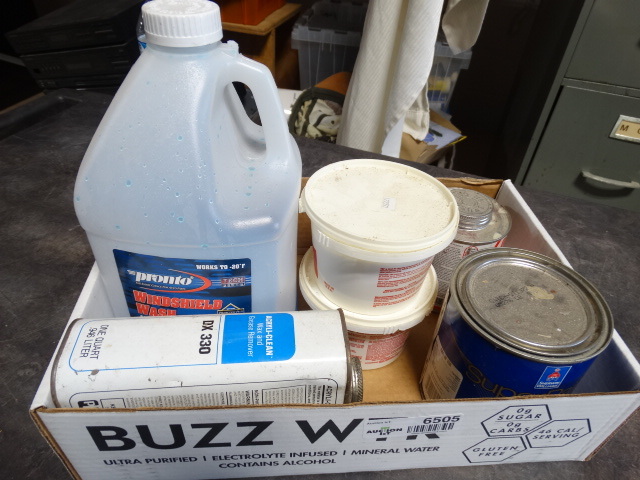 lot 6505 image: Lot with windshiled was fluid, acryli-clean, paitn and primer in one and more.