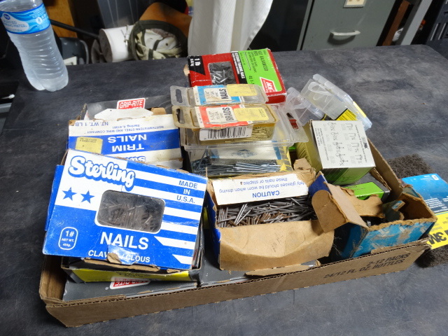 lot 6507 image: Lot with trim nails, wire brads, stripping pads, framing nails and more.