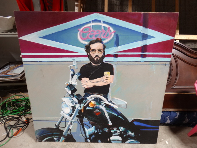 lot 6553 image: Large motorcycle canvas art. 48x48