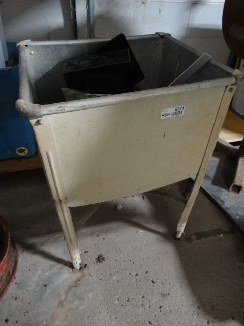 lot 6621 image: Metal wash tub with electrical boxes.