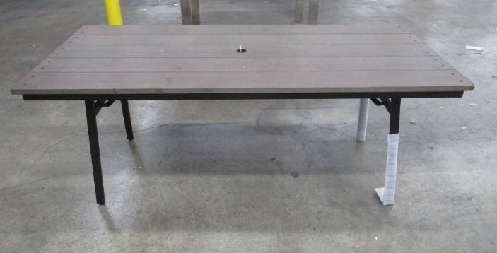 lot 1405 image: Cadima 6 Person Wood Patio Dining Table - Tobacco - MSRP $314.99