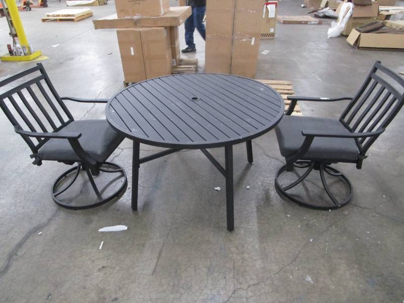 lot 1420 image: Fairmont 3pc Patio Dining Set - Charcoal (Grey) - Threshold