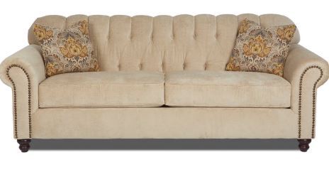 lot 1389 image: Klaussner Sinclair Traditional Stationary Sofa with Rolled Arms and Nailhead Trim MSRP $975.99