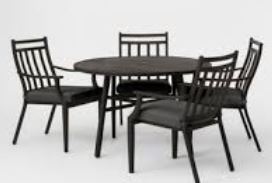 lot 1419 image: Fairmont 5pc Patio Dining Set - with Swivel Charcoal (Grey) Chairs - Threshold