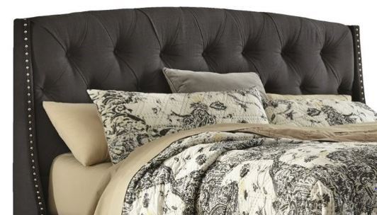 lot 1456 image: Ashley Kasidon Fabric Upholstered King Headboard MSRP $408.99