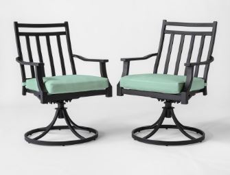 lot 10001 image: Fairmont 2pk Metal Patio Swivel Rocking Dining Chair - Threshold MSRP $233.99