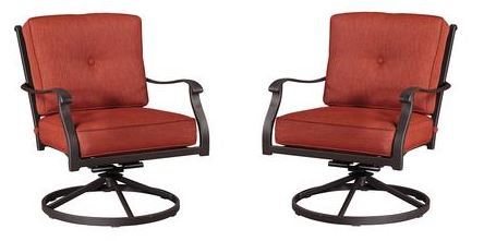 lot 11000 image: Burnella Collection P456-821 (Set of 2) Outdoor Swivel Lounge Chairs MSRP $329.99