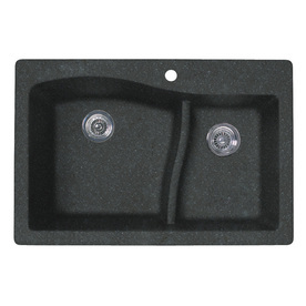 lot 5614 image: Swanstone QZ03322LS Double Basin Drop InUndermount Kitchen Sink