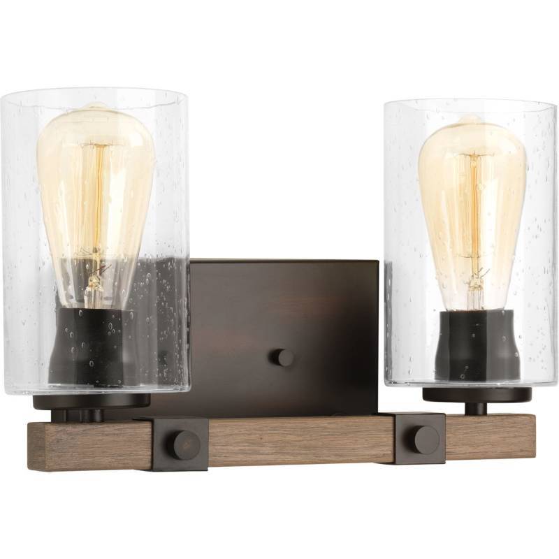 lot 5659 image: Progress Lighting Barnes Mill Collection 2-Light Antique Bronze Bath Light