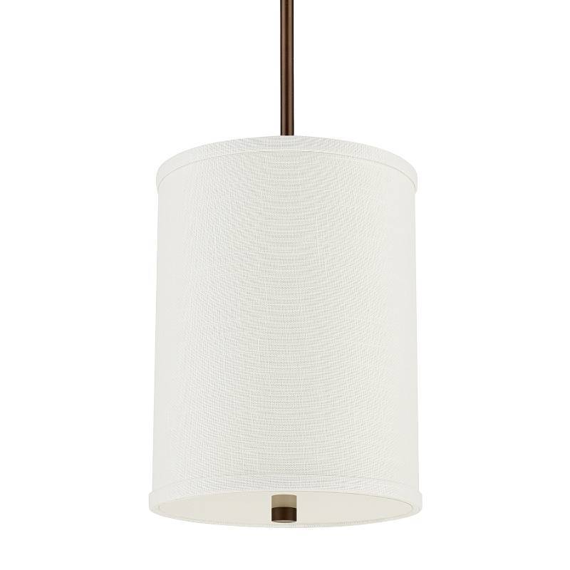 lot 5724 image: Capital Lighting 318821BB-669 Midtown - Two Light Pendant, Burnished Bronze Finish with Frosted Glass with White Fabric Shade