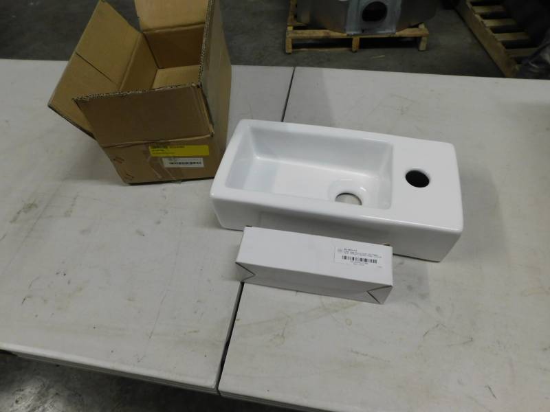 lot 5620 image: Wall Mount Regtangle Sink with Pop Up Drain