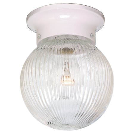 lot 5675 image: 1 Light - 6  - Ceiling Fixture - Clear Ribbed Ball