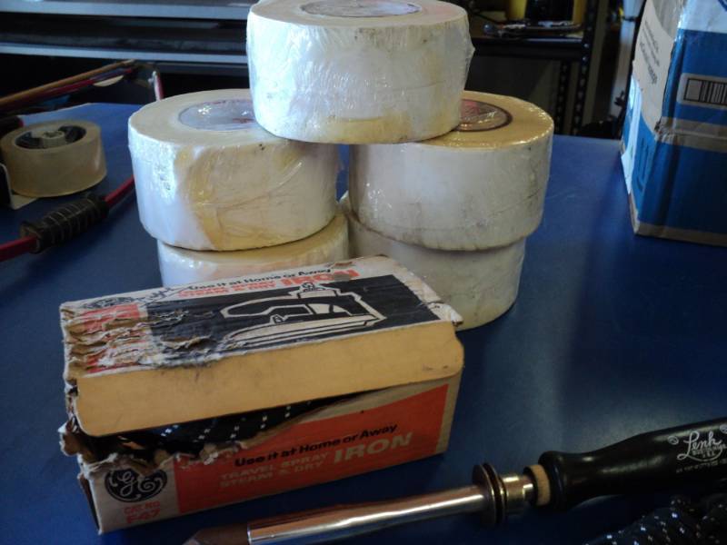 lot 8736 image: Mixed lot Tape, travel iron and rod iron, untested