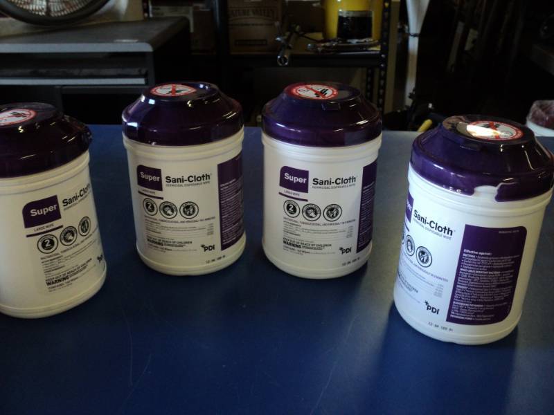 lot 8765 image: (4) Canisters Super Sani-Cloth Germicidal Disposable Wipes, 160 per canister