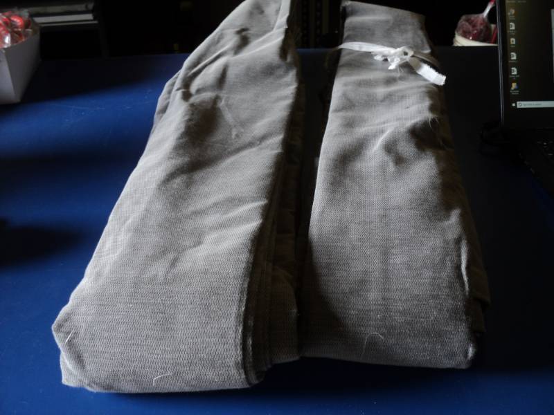 lot 8788 image: (1) pair Gray drapes, 46 x 8, drapes are used but in good condition, they will need to be washed and pressed