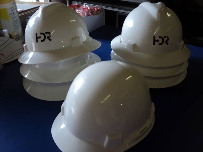 lot 8796 image: (8) ct mixed lot SEI helmets, (7) V Guard, (1) Smoothdome, (3) helmet inserts