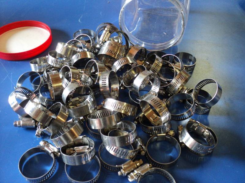 lot 8802 image: (60) ct lot Size #16 Hose Clamps, Clamp Range 34 to 1-12 Stainless Steel