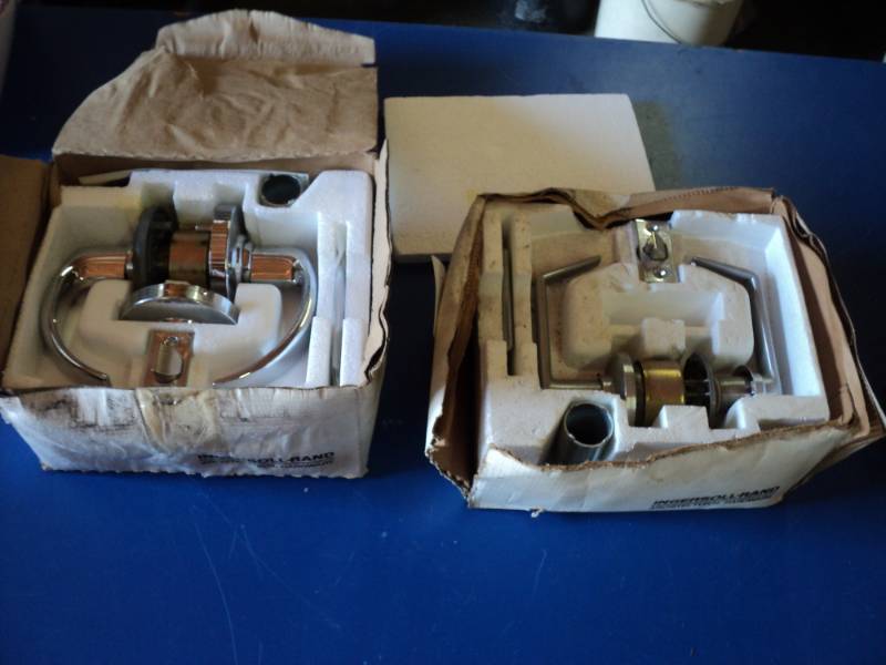 lot 8827 image: (2) ct mixed lot door latch handles, two styles