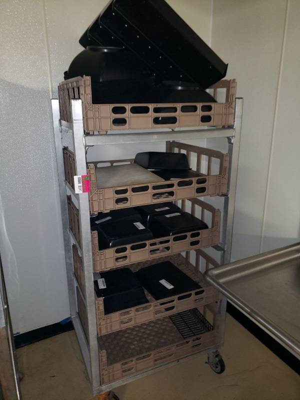 lot 8591 image: Bread rack with produce trays