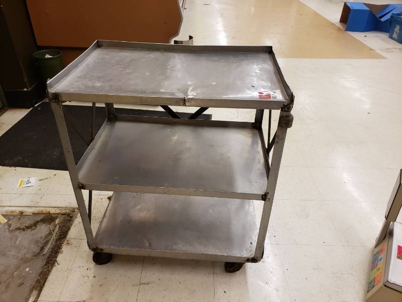 lot 8607 image: stainless cart on wheels