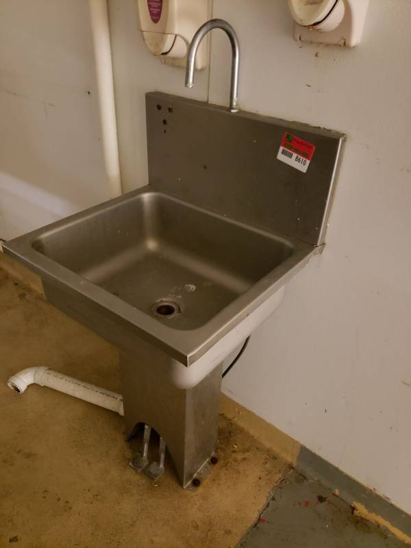 lot 8610 image: Foot control hand washing sink