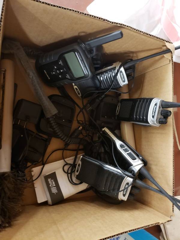 lot 8758 image: walkie talkies and chargers
