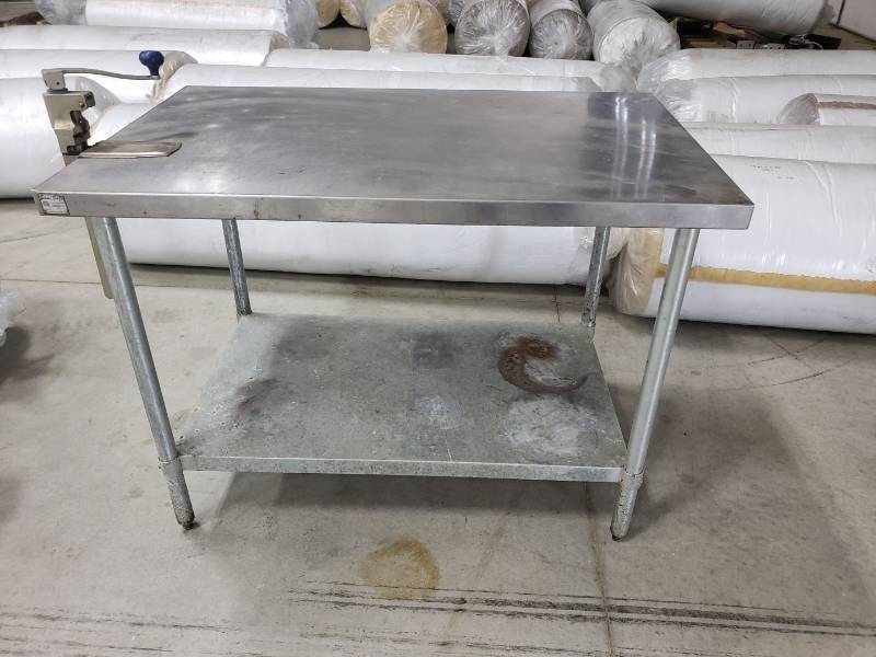 lot 8809 image: 48x30 stainless table with can opener