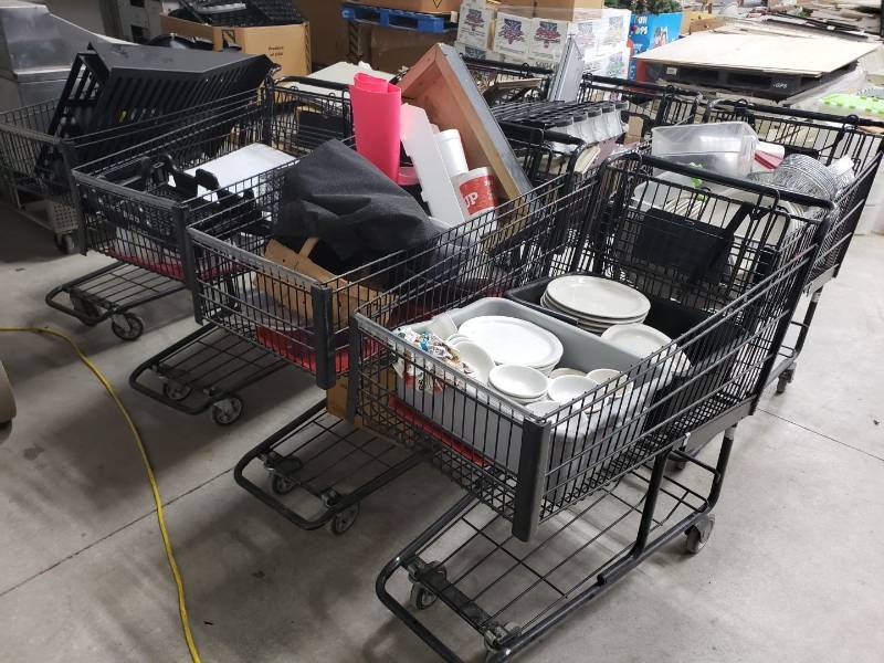 lot 8836 image: (7) shopping carts with contents