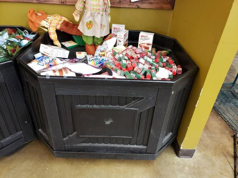 lot 2257 image: Plastic display bin with contents on top
