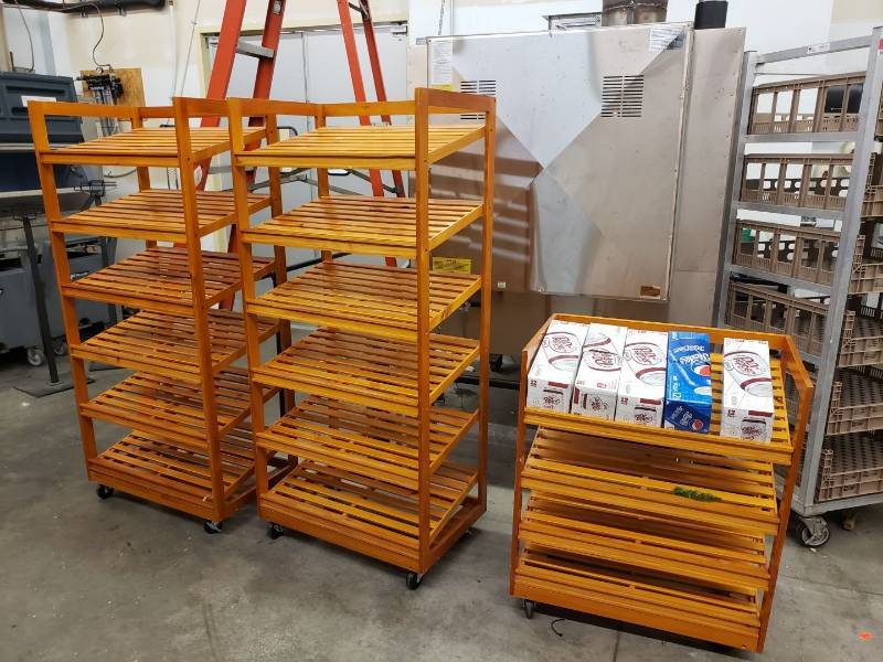 lot 2358 image: (3) wooden display racks