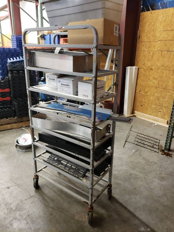 lot 2377 image: Aluminium rack with contents