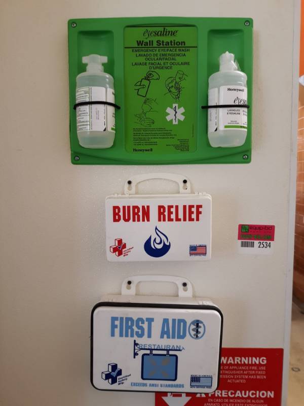 lot 2534 image: First Aid Kit, Burn Kit and Eye Wash Station