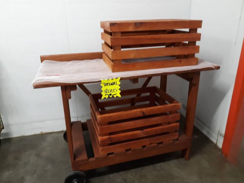 lot 2624 image: Wood Cart and metal cart