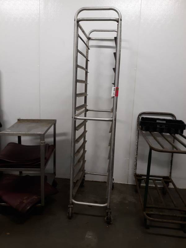lot 2625 image: Rolling Metal sheet Pan Rack 15x27x74