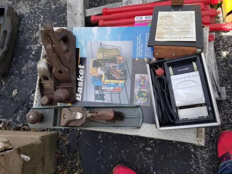 lot 877 image: Basket, Amprobe Volt Recorder, Hand Planer
