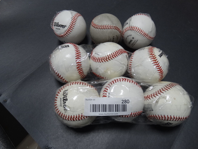 lot 280 image: 9 wilson baseballs.