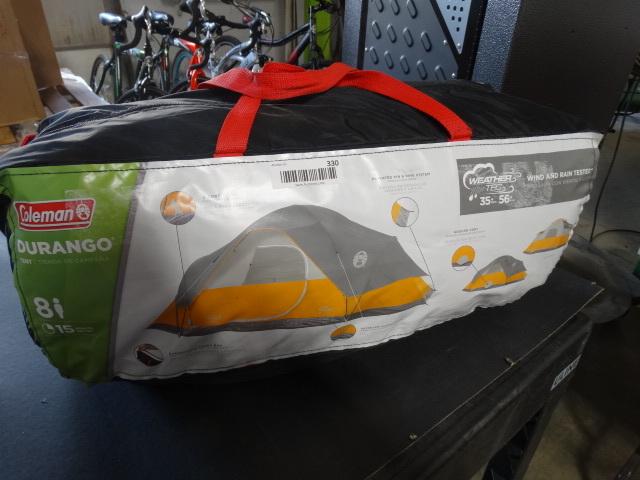 lot 330 image: Coleman durango 8 person dome tent.