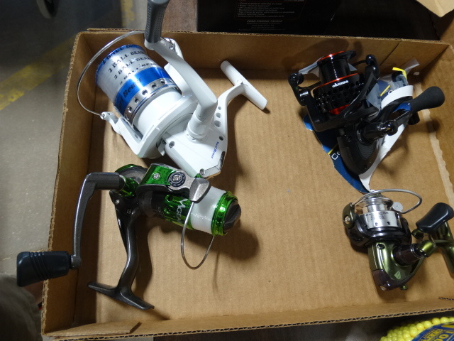 lot 350 image: 4 new spin reel fishing reels.