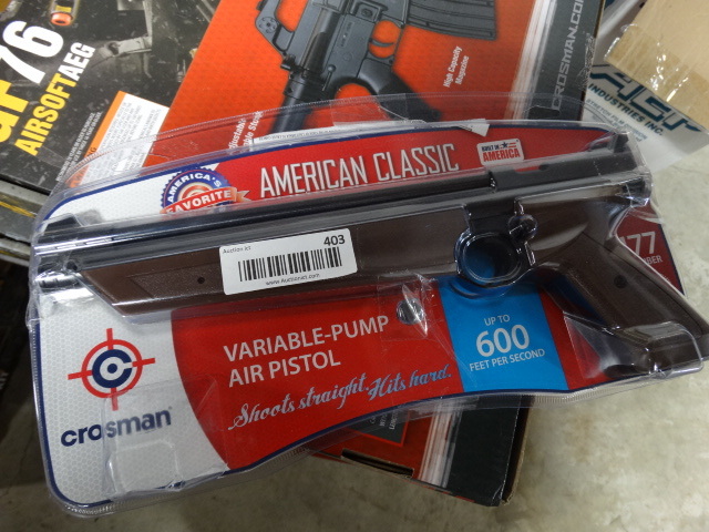 lot 403 image: Crosman variable-pump air pistol.
